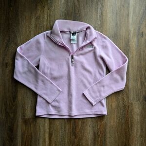 GUC Girls Light Pink North Face Quarter Size Fleece Pullover, Size Medium 10/12